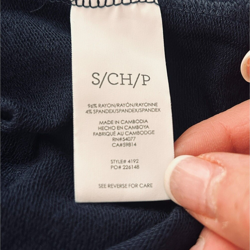 Cabi Recline S Knit Top Cinch Back Tee NAVY BLUE Rayon Stretch Style So cute! - Picture 8 of 10